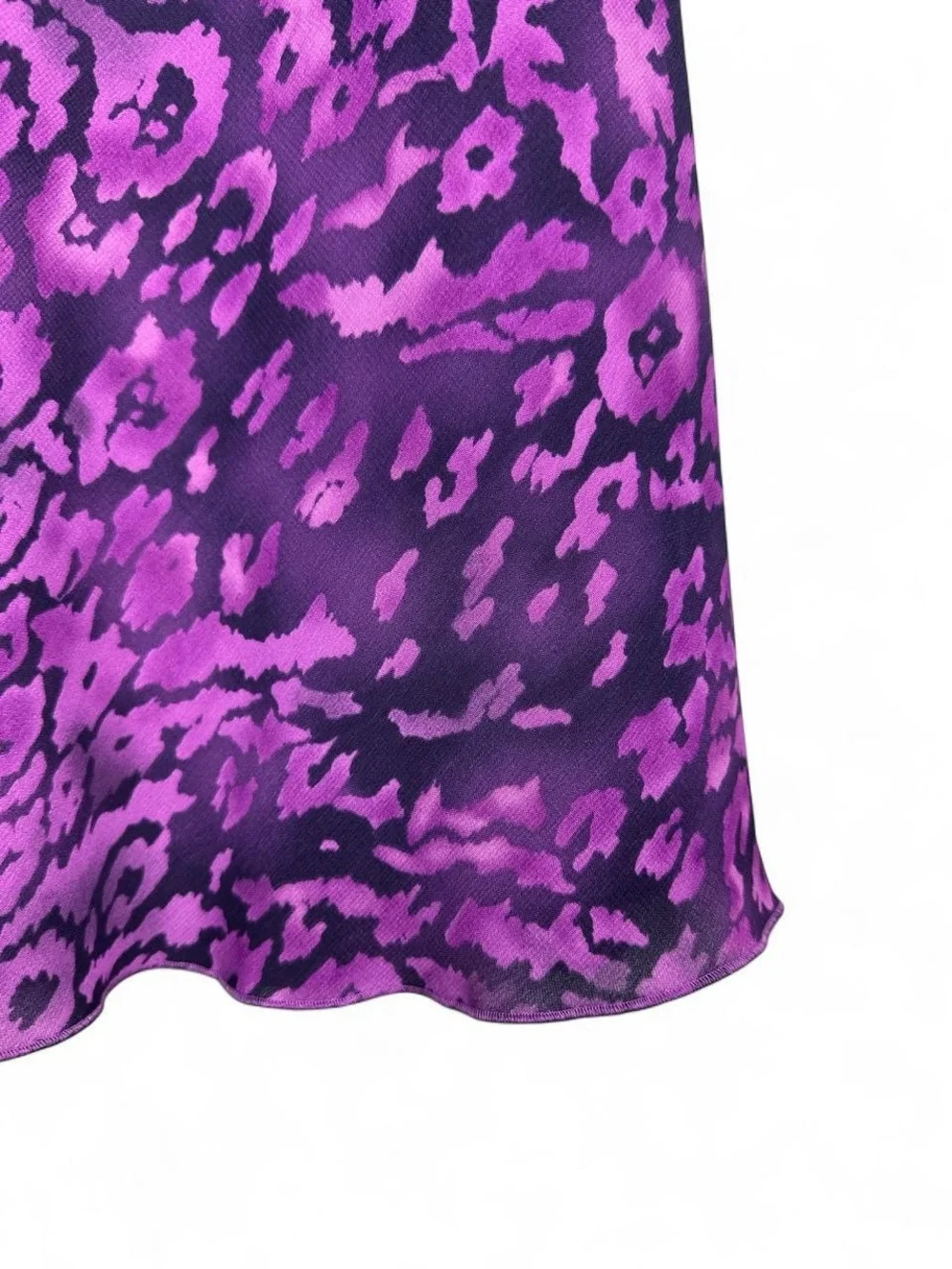Purple leopard print polyester midi skirt